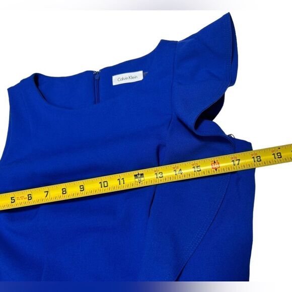 NWT Calvin Klein Cobalt Blue Mini Dress Sleeveless Asymmetrical Dark Blue Dress - Picture 10 of 10